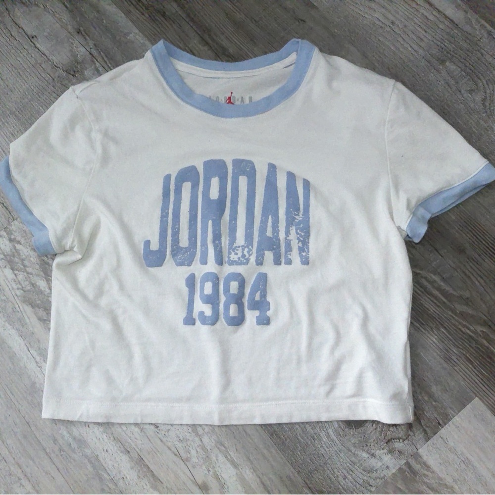 Jordan White and Blue Crop Top